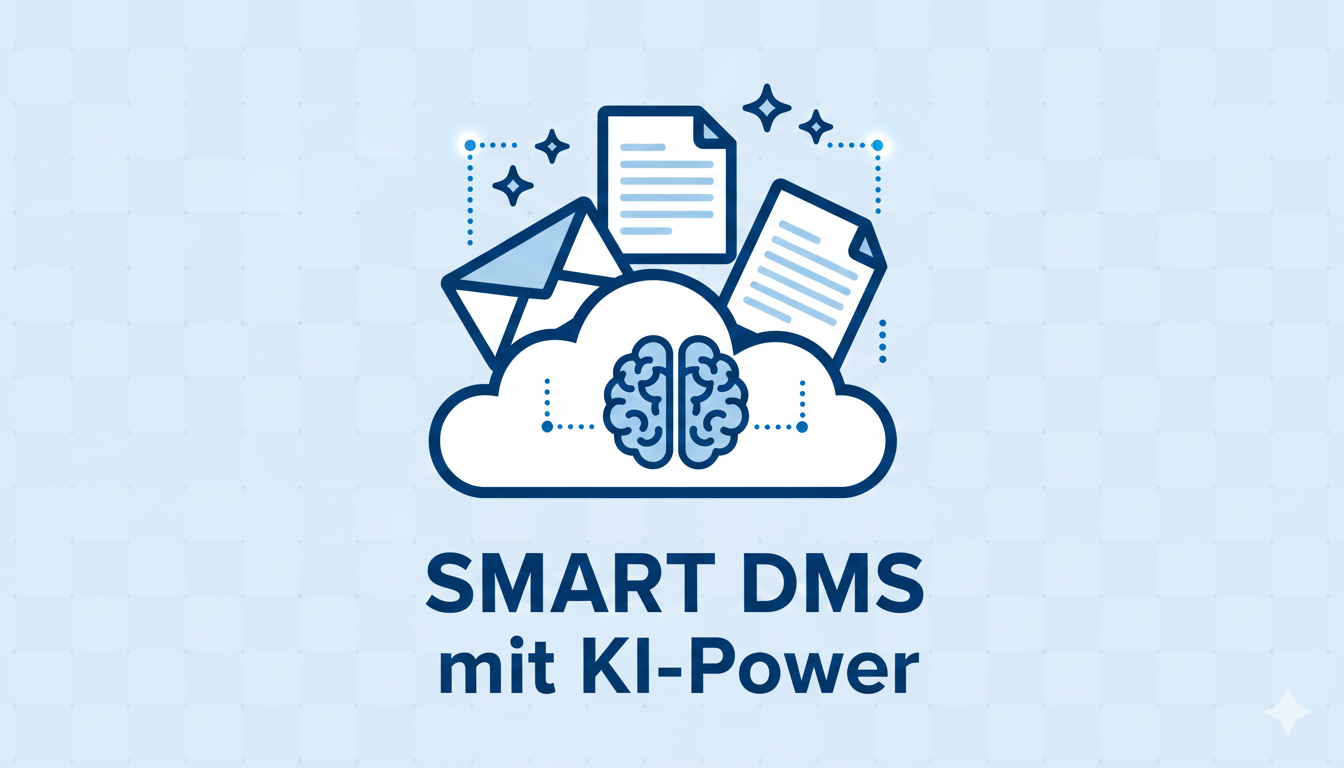 Eine Wolke mit Dokumenten und KI Schriftzug